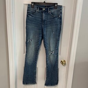 Express Skyscraper Mid Rise Women’s Distressed Blue Jeans 10S